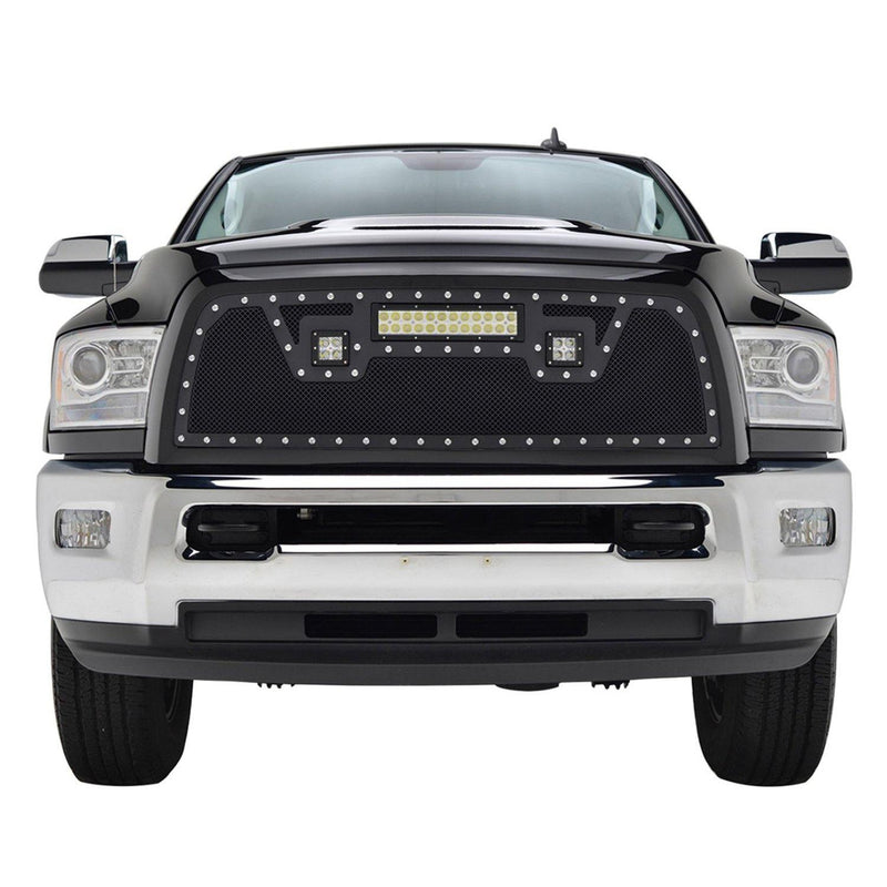 Black Stainless Steel Wire Mesh Grille for 2013-18 Dodge Ram 2500/3500 - Galaxy Auto