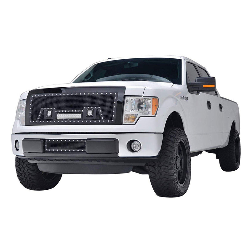Black Stainless Steel Wire Mesh Grille for 2009-14 Ford F150 - Galaxy Auto