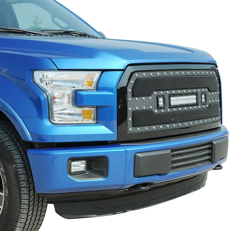 Black Stainless Steel Wire Mesh Grille for 2015-17 Ford F150 - Galaxy Auto