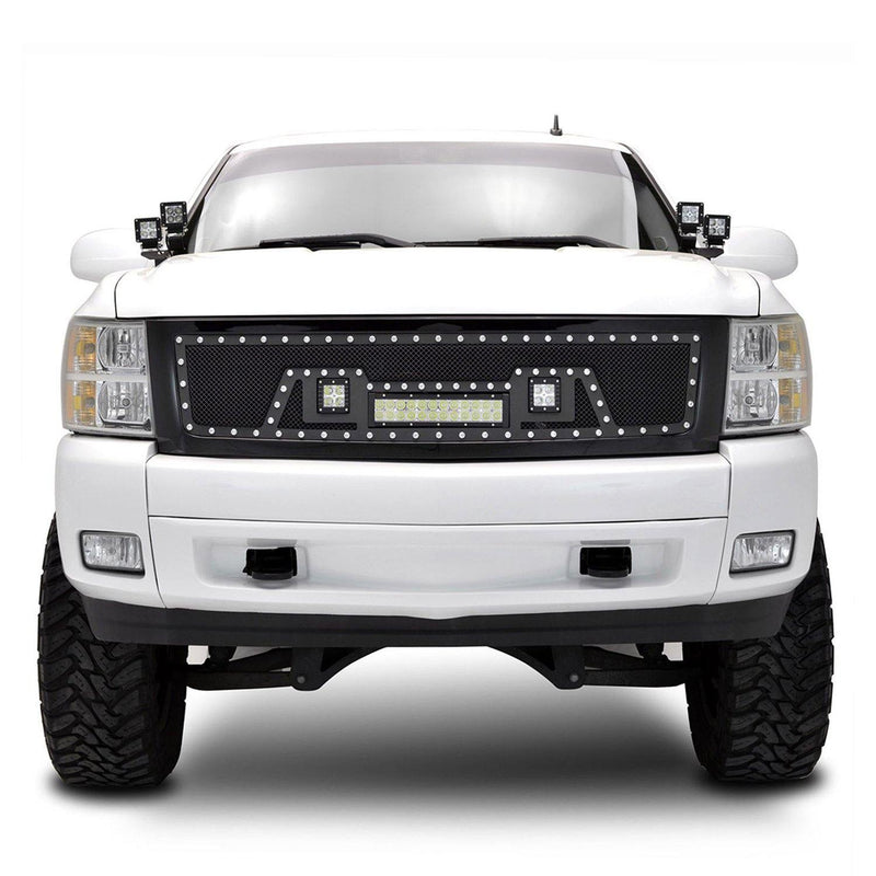 Black Stainless Steel Wire Mesh Grille for 2007-13 Chevy Silverado 1500 (Excluding 2007 Classic Models) - Galaxy Auto
