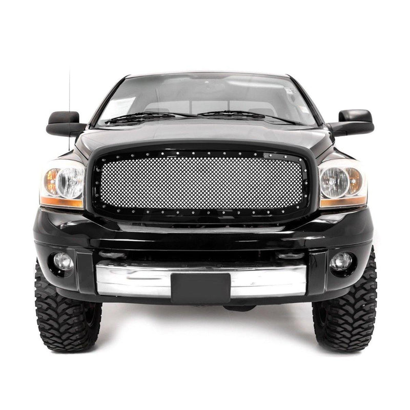 Mesh Grille with Rivets for 2006-08 Dodge Ram 1500/2500/3500 - Galaxy Auto