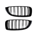 Kidney Grilles for 2014-20 BMW 4-Series F32/F33/F36 (Gloss Black Dual Slat) - Galaxy Auto
