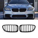 Kidney Grilles for 2010-16 BMW 5-Series F10/F11/F18 (Gloss Black Dual Slat) - Galaxy Auto
