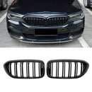 Kidney Grilles for 2017-20 BMW 5-Series G30/G31 (Gloss Black Dual Slat) - Galaxy Auto
