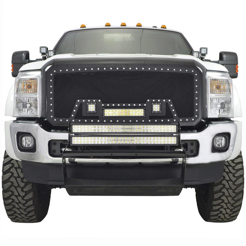 Black Stainless Steel Wire Mesh Grille for 2011-16 Ford F250/F350/F450/F550 - Galaxy Auto