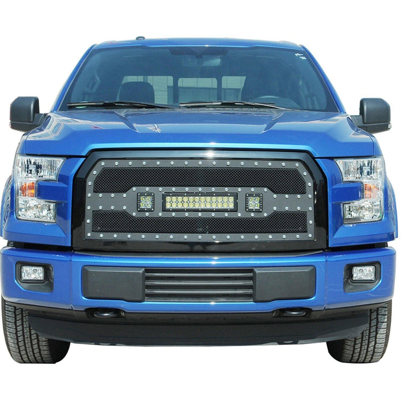 Black Stainless Steel Wire Mesh Grille for 2015-17 Ford F150 - Galaxy Auto