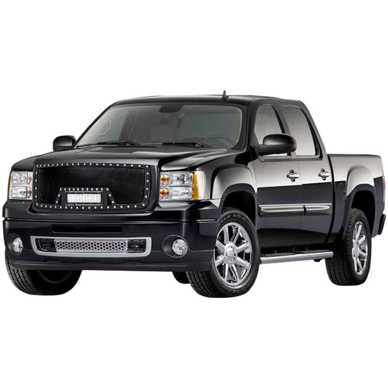 Black Stainless Steel Wire Mesh Grille for 2007-13 GMC Sierra 1500 (Excluding 2007 Classic Models) - Galaxy Auto