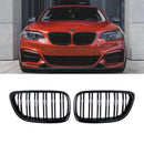Kidney Grilles for 2014-19 BMW 2-Series F22/F23 (Gloss Black Dual Slat) - Galaxy Auto