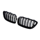Kidney Grilles for 2014-19 BMW 2-Series F22/F23 (Gloss Black Dual Slat) - Galaxy Auto