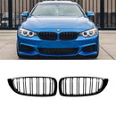 Kidney Grilles for 2014-20 BMW 4-Series F32/F33/F36 (Gloss Black Dual Slat) - Galaxy Auto
