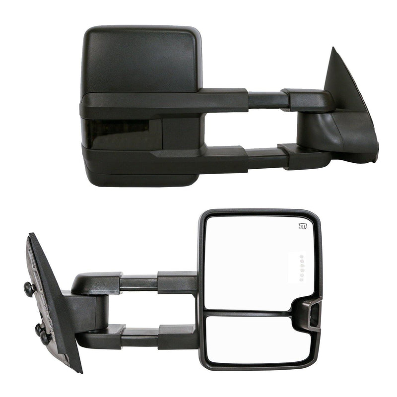 Towing Mirrors for 2003-06 Chevy Silverado/GMC Sierra (Black with Smoked Signals) - Galaxy Auto